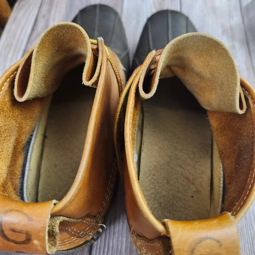 LL Bean Bean Boots 6 Inch Duck Boots Brown Tan Leather Waterproof M 11 Classic